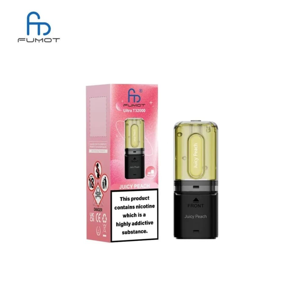 Juicy Peach RandM Fumot T32000 Ultra Replacement Pods Box of 5