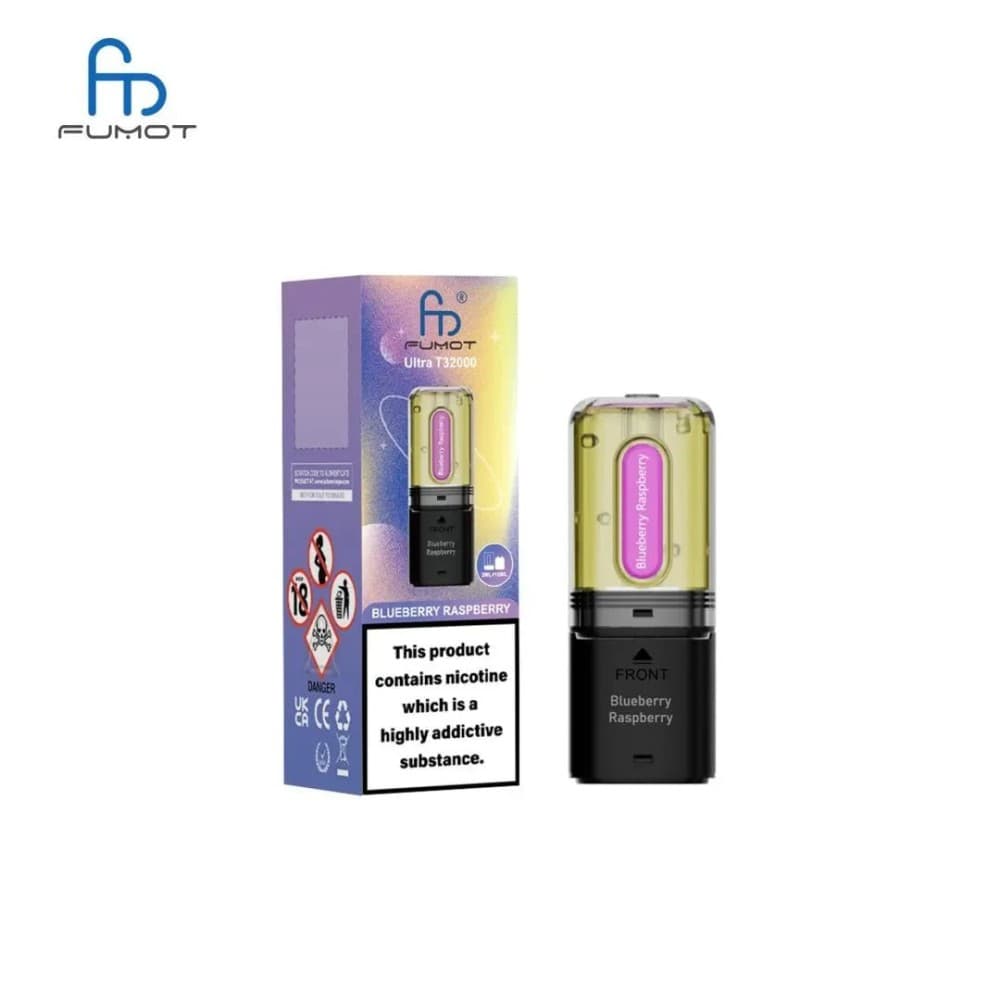 Blueberry Raspberry RandM Fumot T32000 Ultra Replacement Pods Box of 5