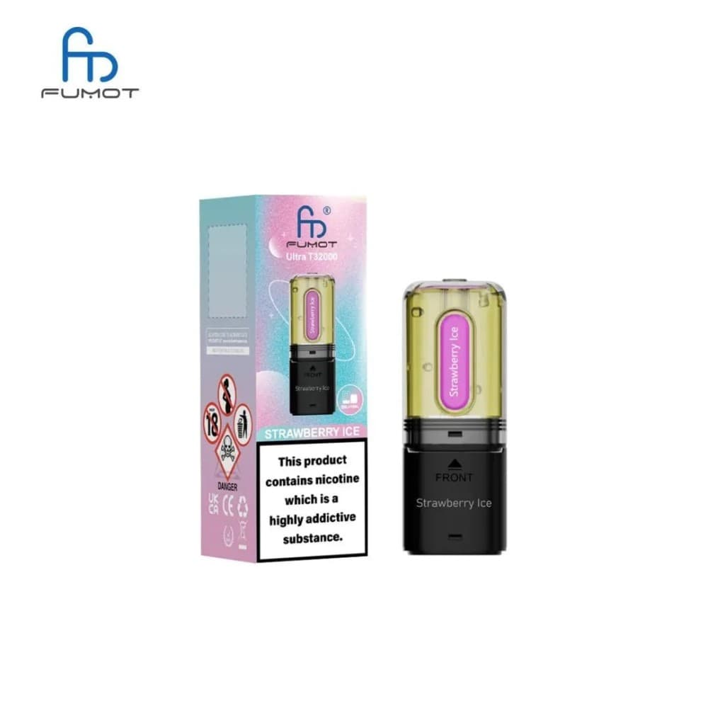 Strawberry Ice RandM Fumot T32000 Ultra Replacement Pods Box of 5