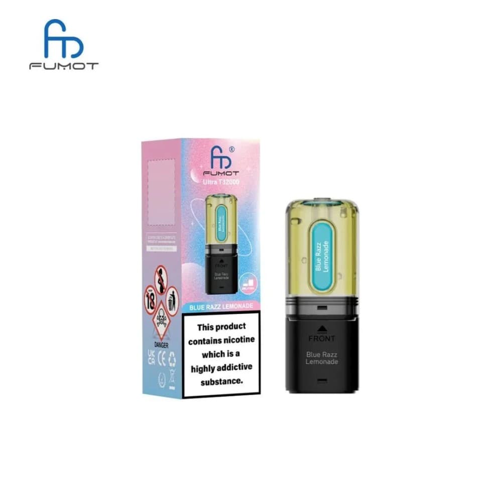 Blue Razz Lemonade RandM Fumot T32000 Ultra Replacement Pods Box of 5