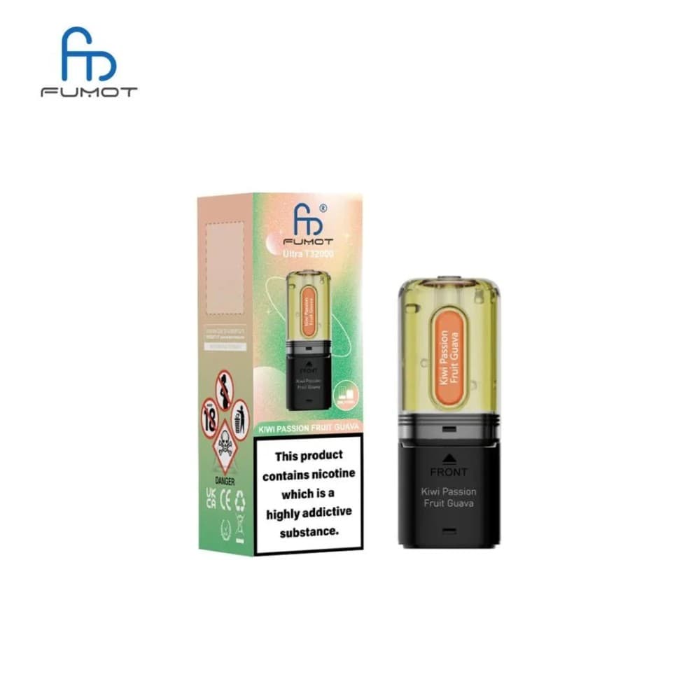 Kiwi Passionfruit Guava RandM Fumot T32000 Ultra Replacement Pods Box of 5