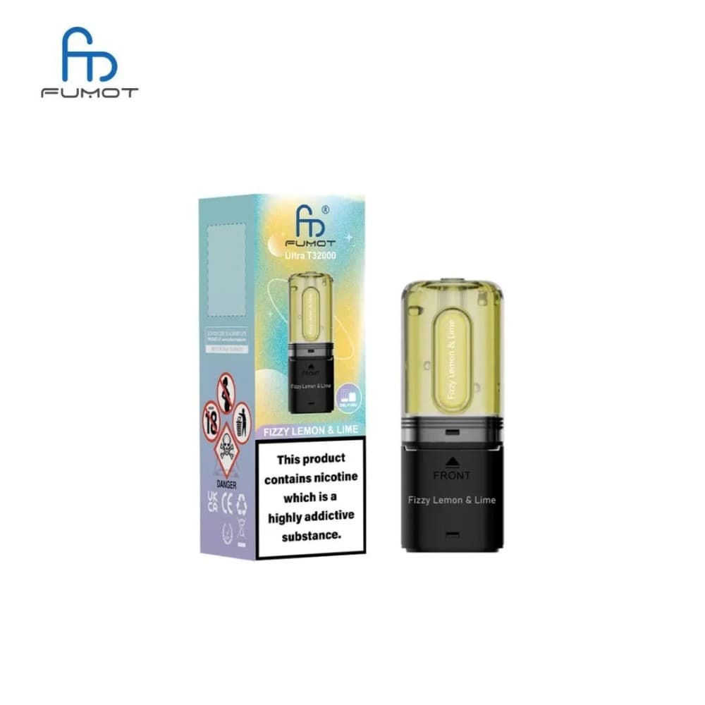 Fizzy Lemon & Lime RandM Fumot T32000 Ultra Replacement Pods Box of 5