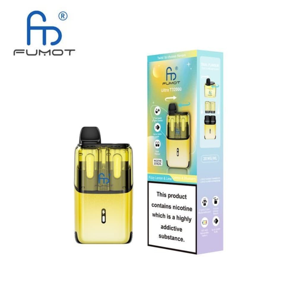 Fizzy Lemon & Lime / Lemon & Blueberry RandM Fumot T32000 Ultra Prefilled Pod Kit Box of 5