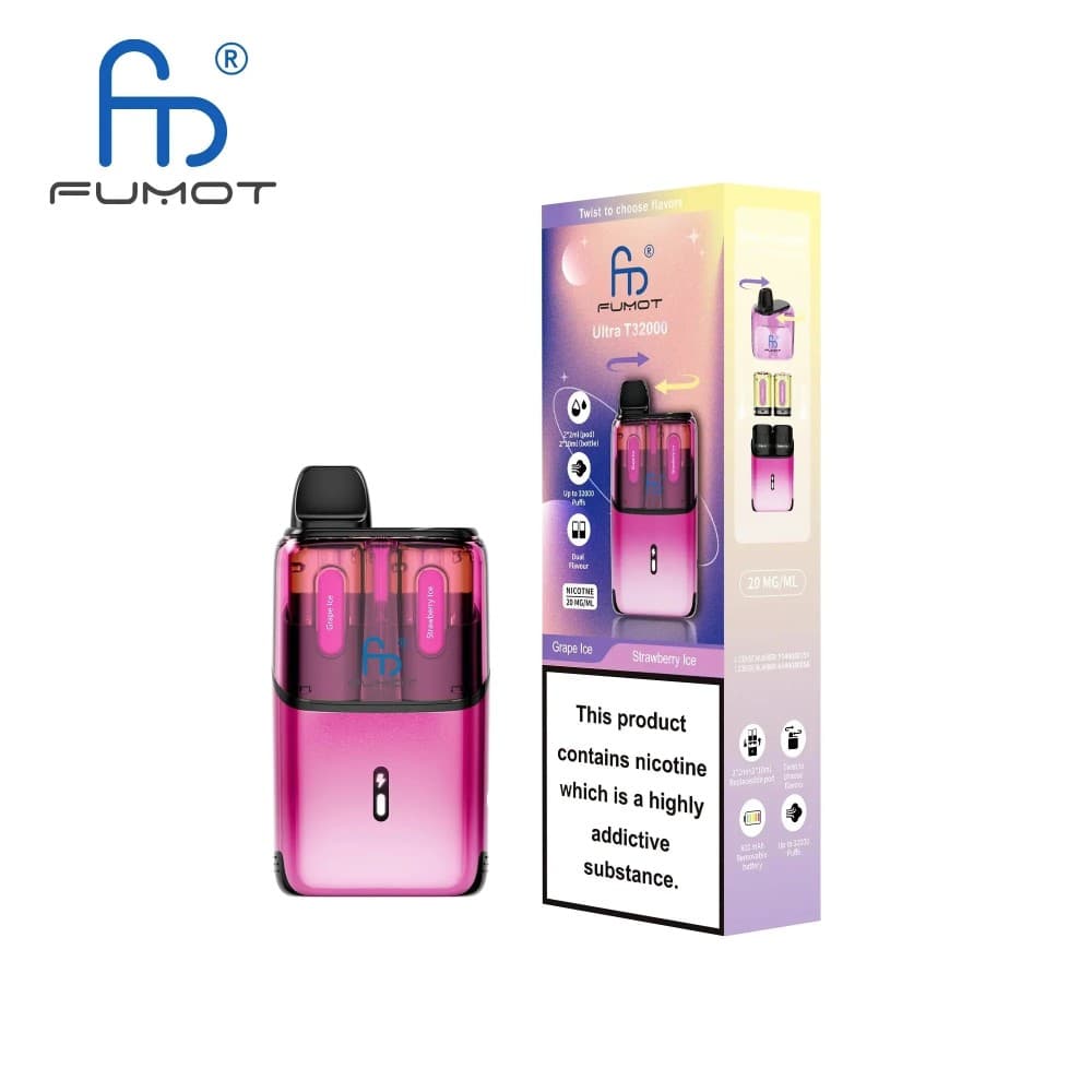 Grape Ice & Strawberry Ice RandM Fumot T32000 Ultra Prefilled Pod Kit Box of 5