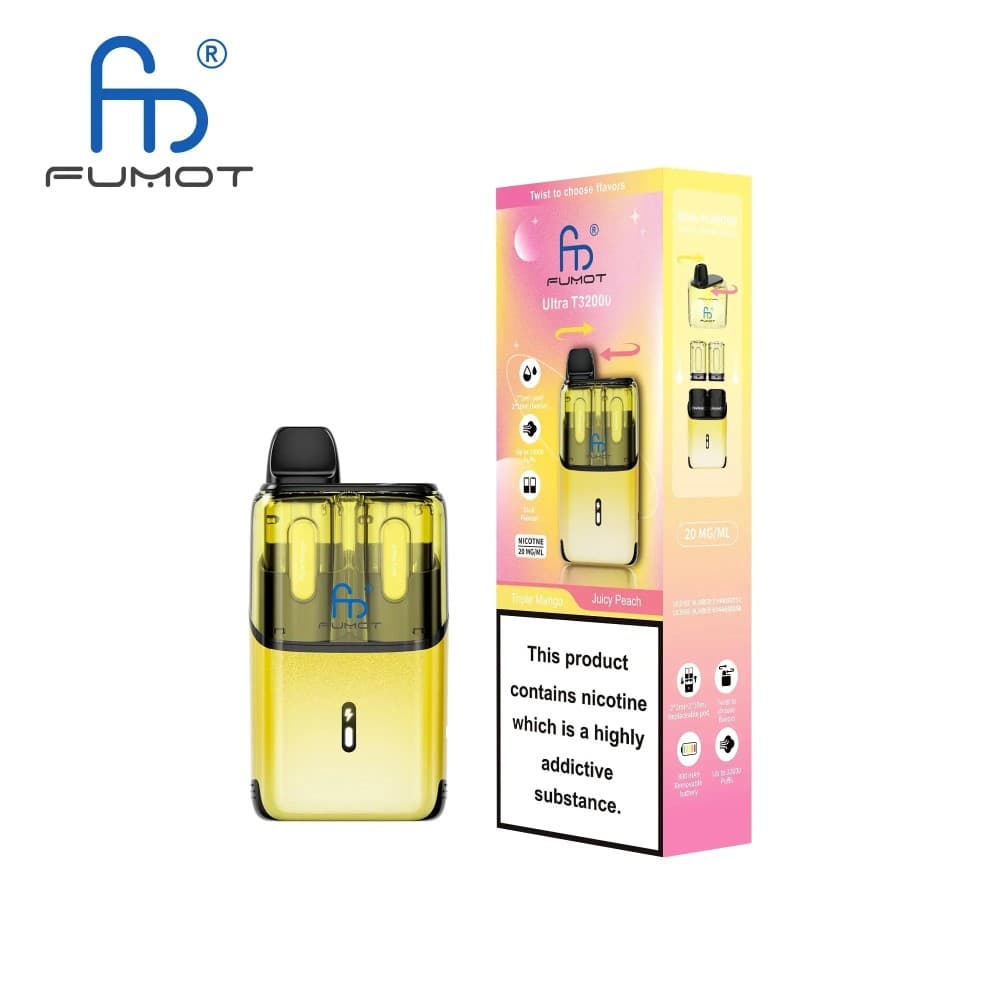 Triple Mango / Juicy Peach RandM Fumot T32000 Ultra Prefilled Pod Kit Box of 5