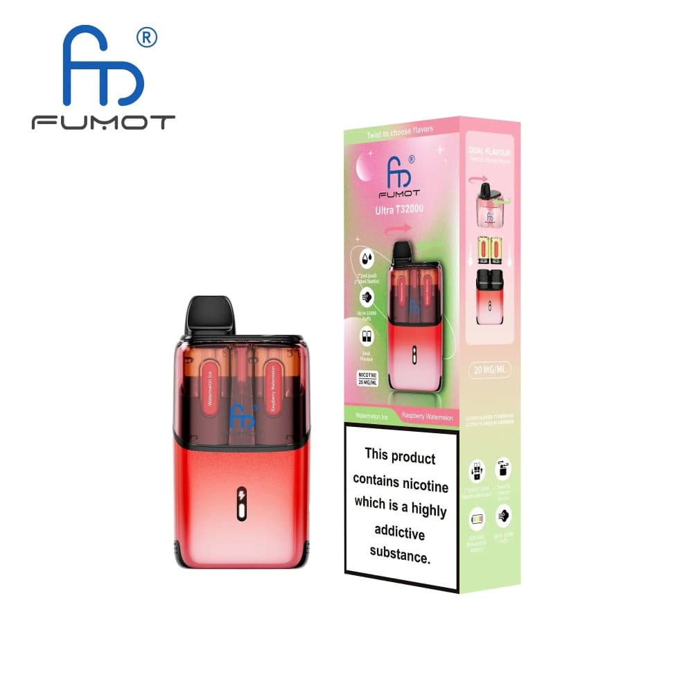 Watermelon Ice / Raspberry Watermelon RandM Fumot T32000 Ultra Prefilled Pod Kit Box of 5