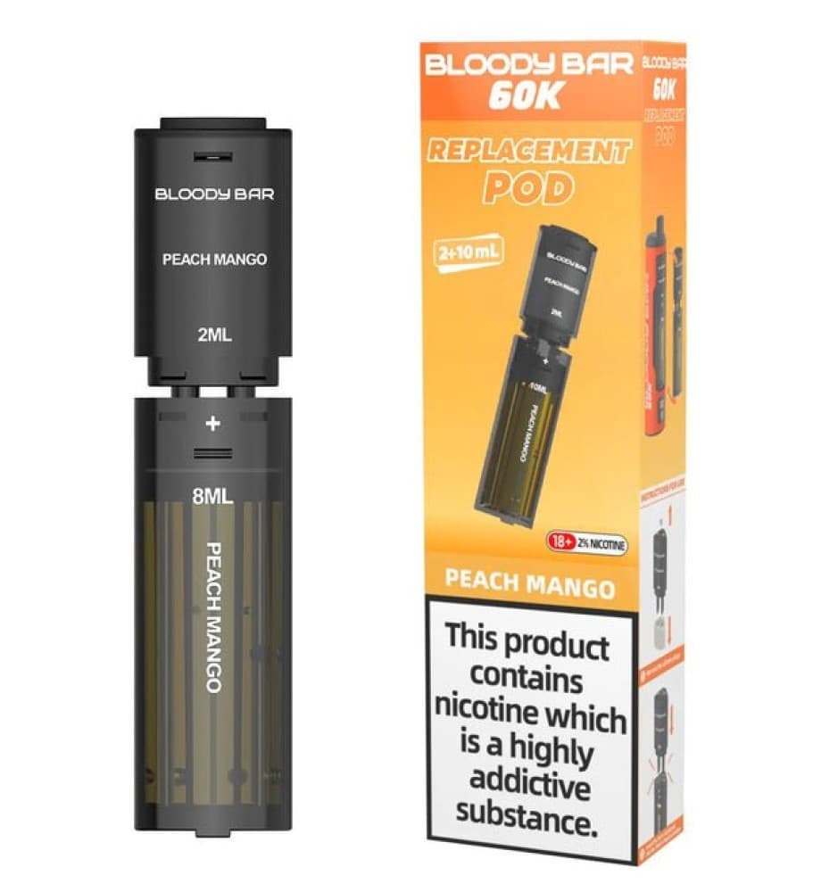 Peach Mango Bloody Bar 60k Prefilled 4 In 1 Replacement Pods Box of 5