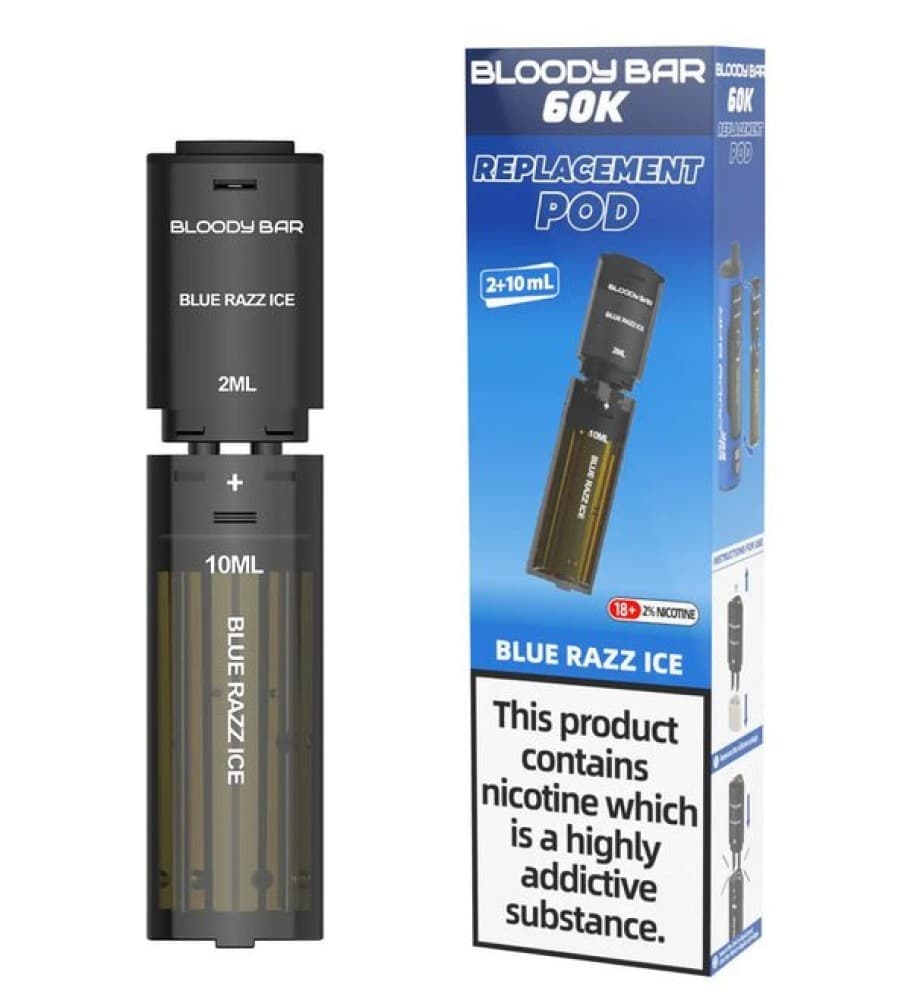 Blue Razz Ice Bloody Bar 60k Prefilled 4 In 1 Replacement Pods Box of 5