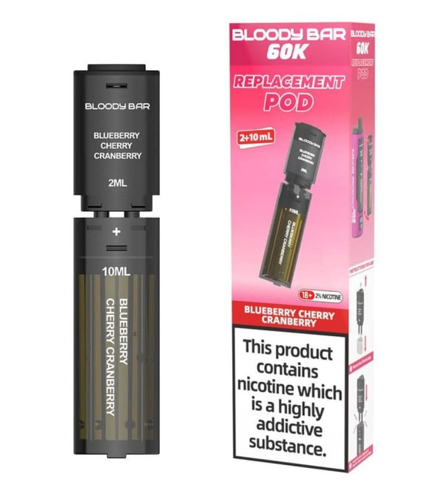 Blueberry Cherry Cranberry Bloody Bar 60k Prefilled 4 In 1 Replacement Pods Box of 5