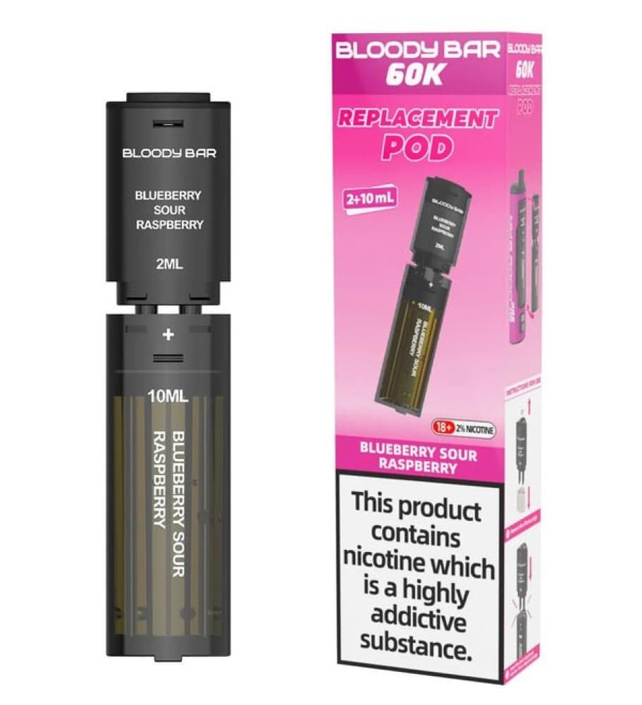 Blueberry Sour Raspberry Bloody Bar 60k Prefilled 4 In 1 Replacement Pods Box of 5
