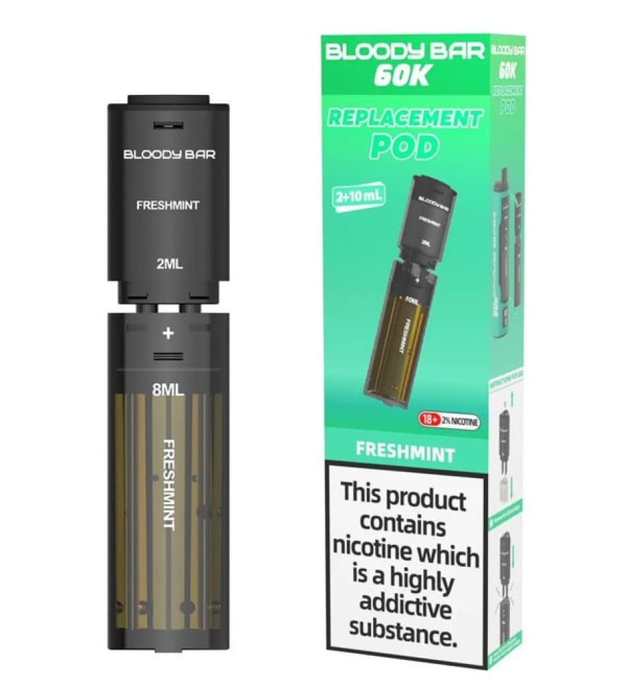 Fresh Mint Bloody Bar 60k Prefilled 4 In 1 Replacement Pods Box of 5