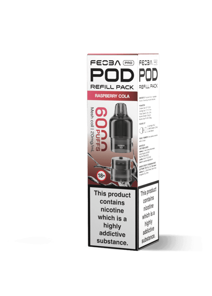 Raspberry Cola Feoba Pro 6000 Replacement Pods Box of 5