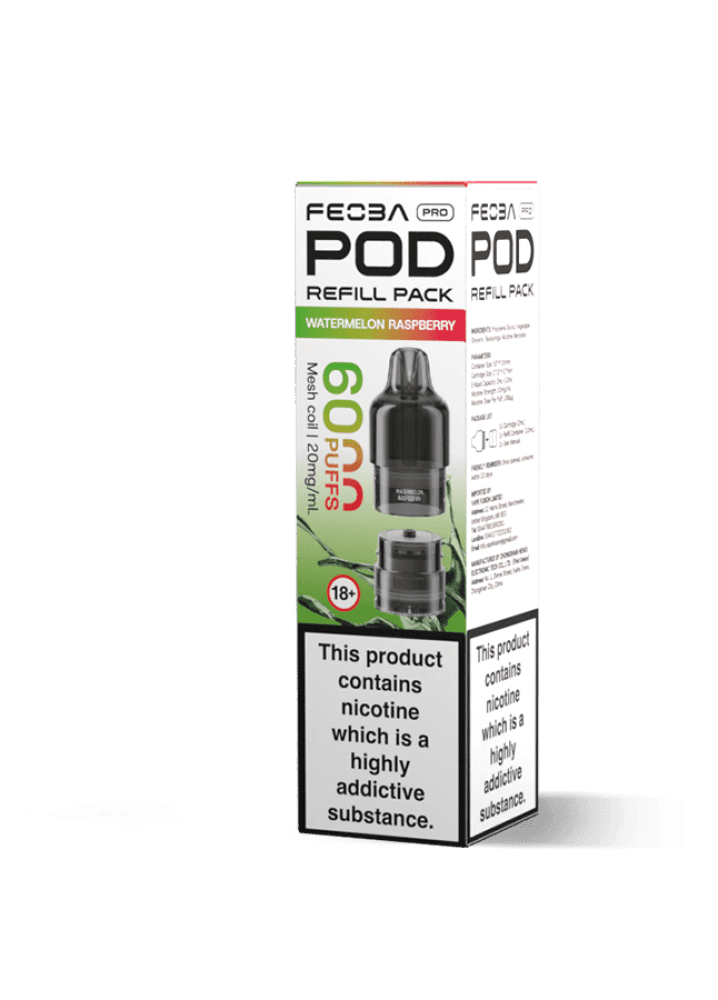 Watermelon Raspberry Feoba Pro 6000 Replacement Pods Box of 5