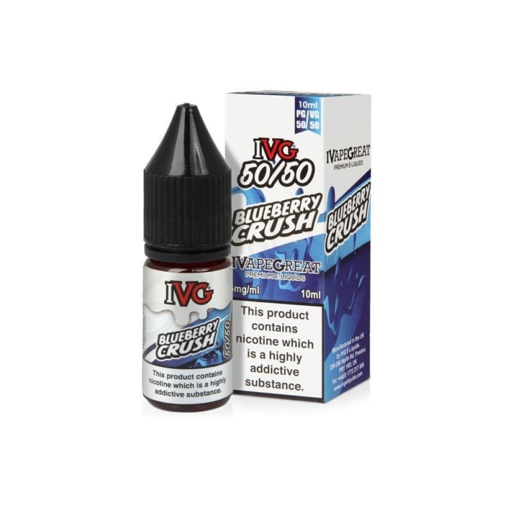 Blueberry Crush / 12mg IVG 50/50 10ml Nic Salt E-Liquids 12mg & 18mg Box of 10