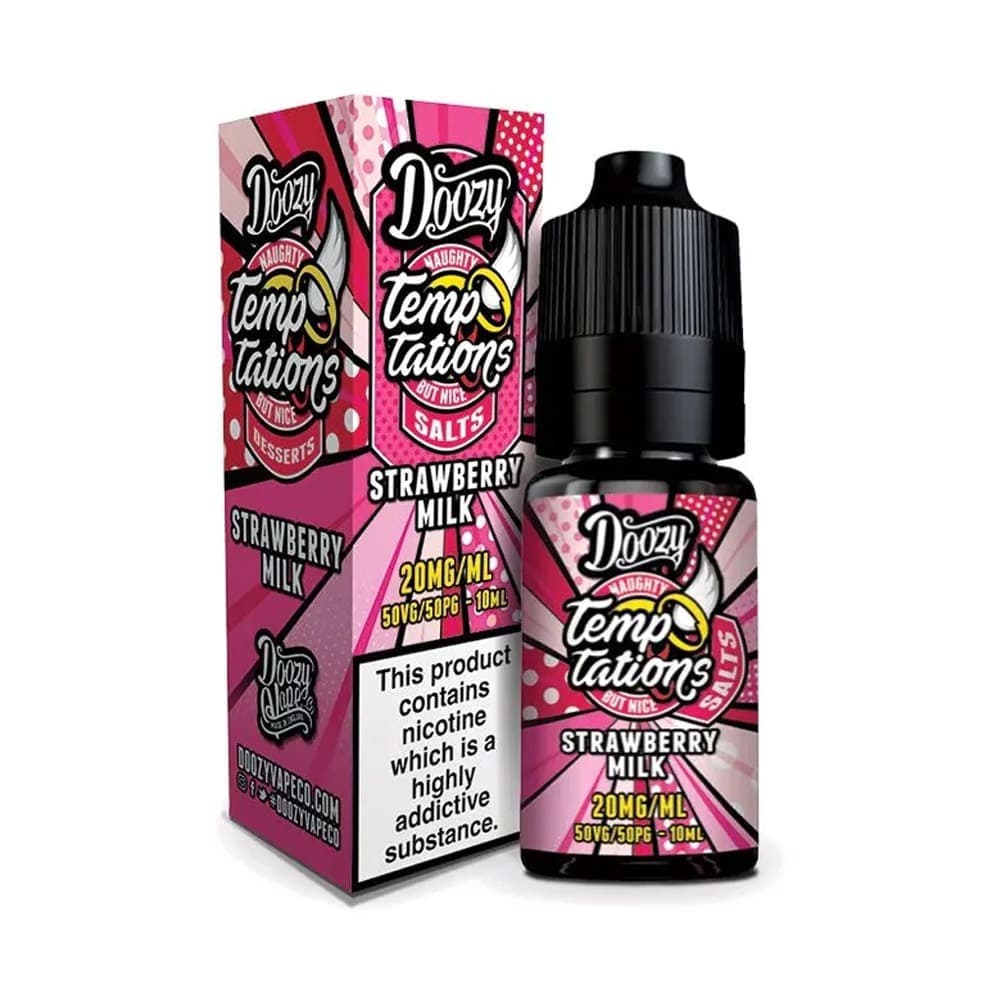 10mg / Strawberry Milk Doozy Vape Temptations Nic Salt 10ml E-Liquid Box of 10