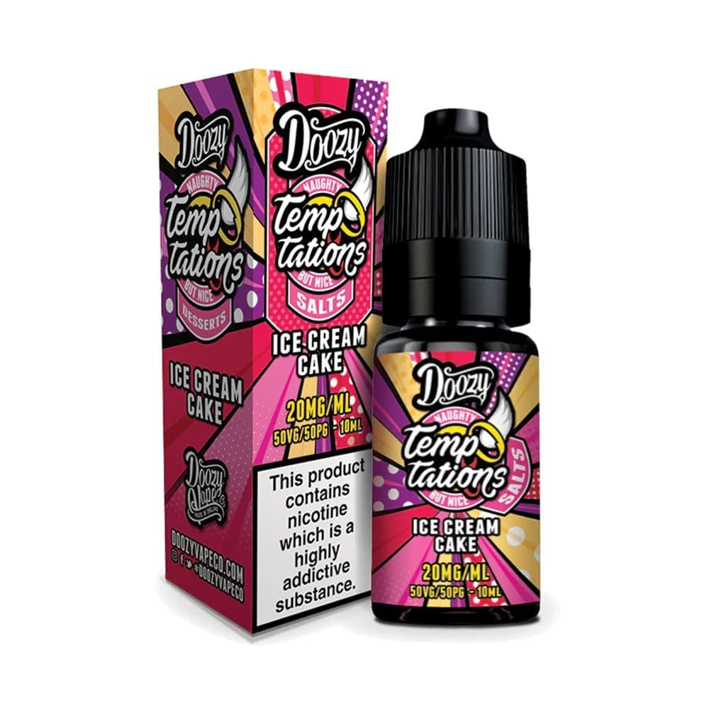 10mg / Ice Cream Cake Doozy Vape Temptations Nic Salt 10ml E-Liquid Box of 10