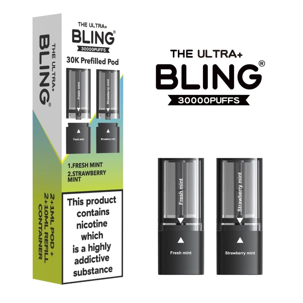 Fresh Mint/Strawberry Mint The Bling Ultra Plus 30k Replacement Pods Pack of 5