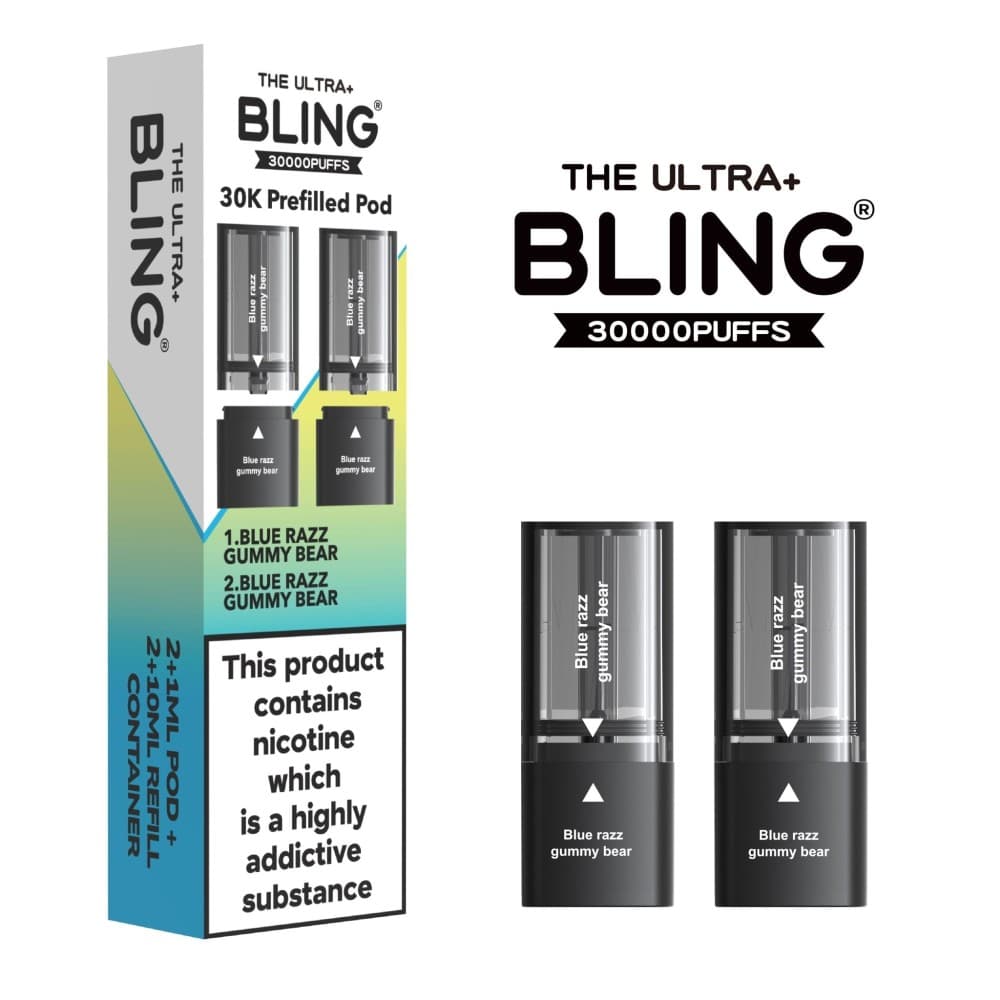 Blue Razz Gummy Bear The Bling Ultra Plus 30k Replacement Pods Pack of 5