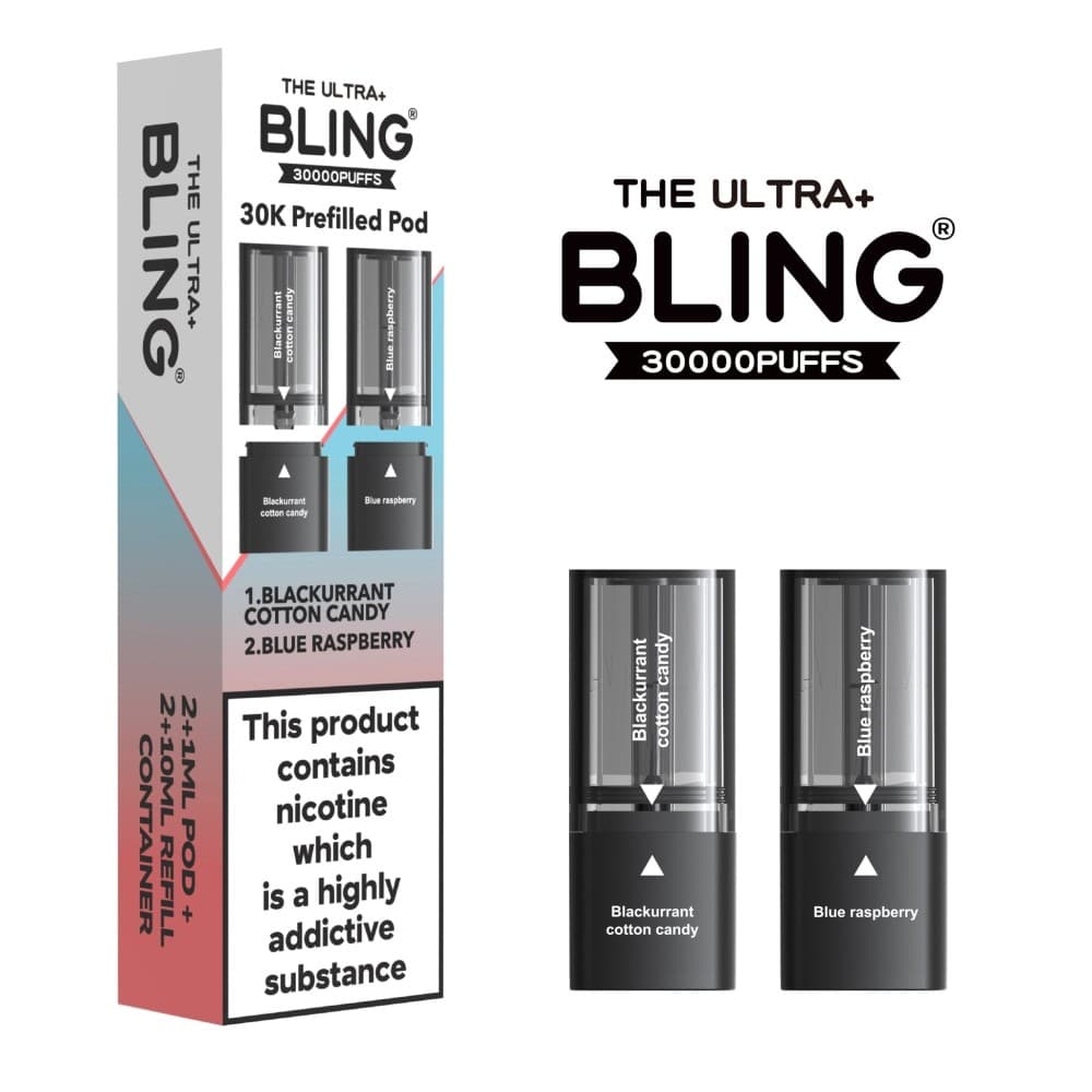 Blackcurrant Cotton Candy/Blue Raspberry The Bling Ultra Plus 30k Replacement Pods Pack of 5