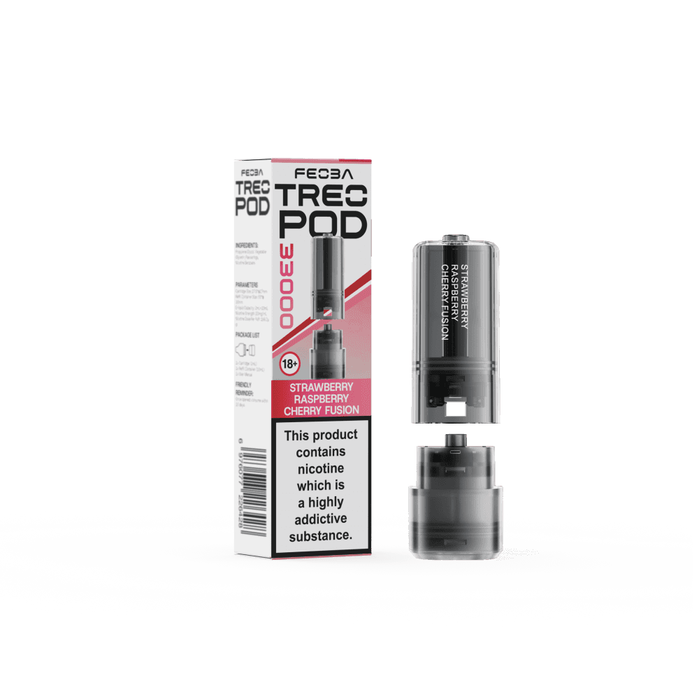 Strawberry Raspberry Cherry Fusion Feoba Treo 33k Replacement Pods Box of 5