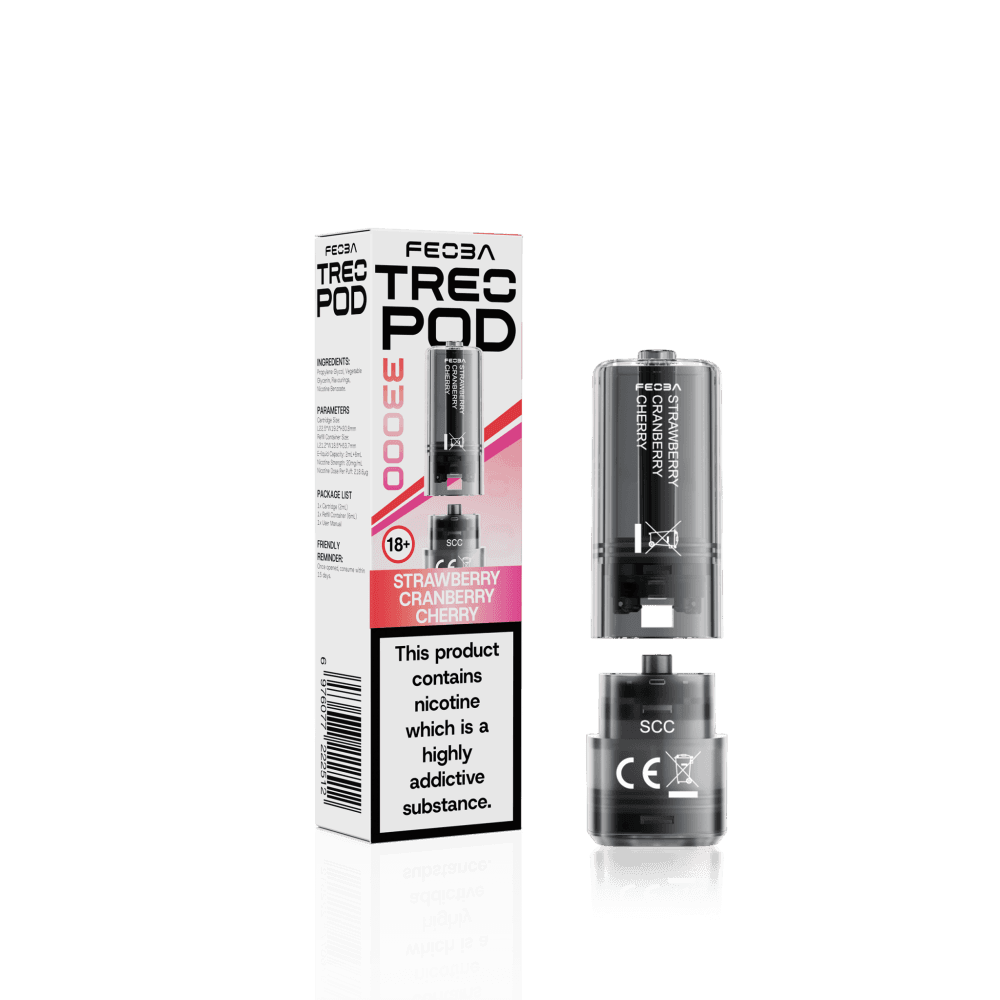 Strawberry Cranberry Cherry Feoba Treo 33k Replacement Pods Box of 5
