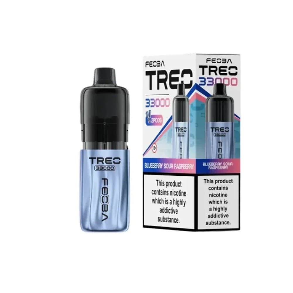 Blueberry Sour Rsapberry Feoba Treo 33k Prefilled Pod Vape Kit Box of 6