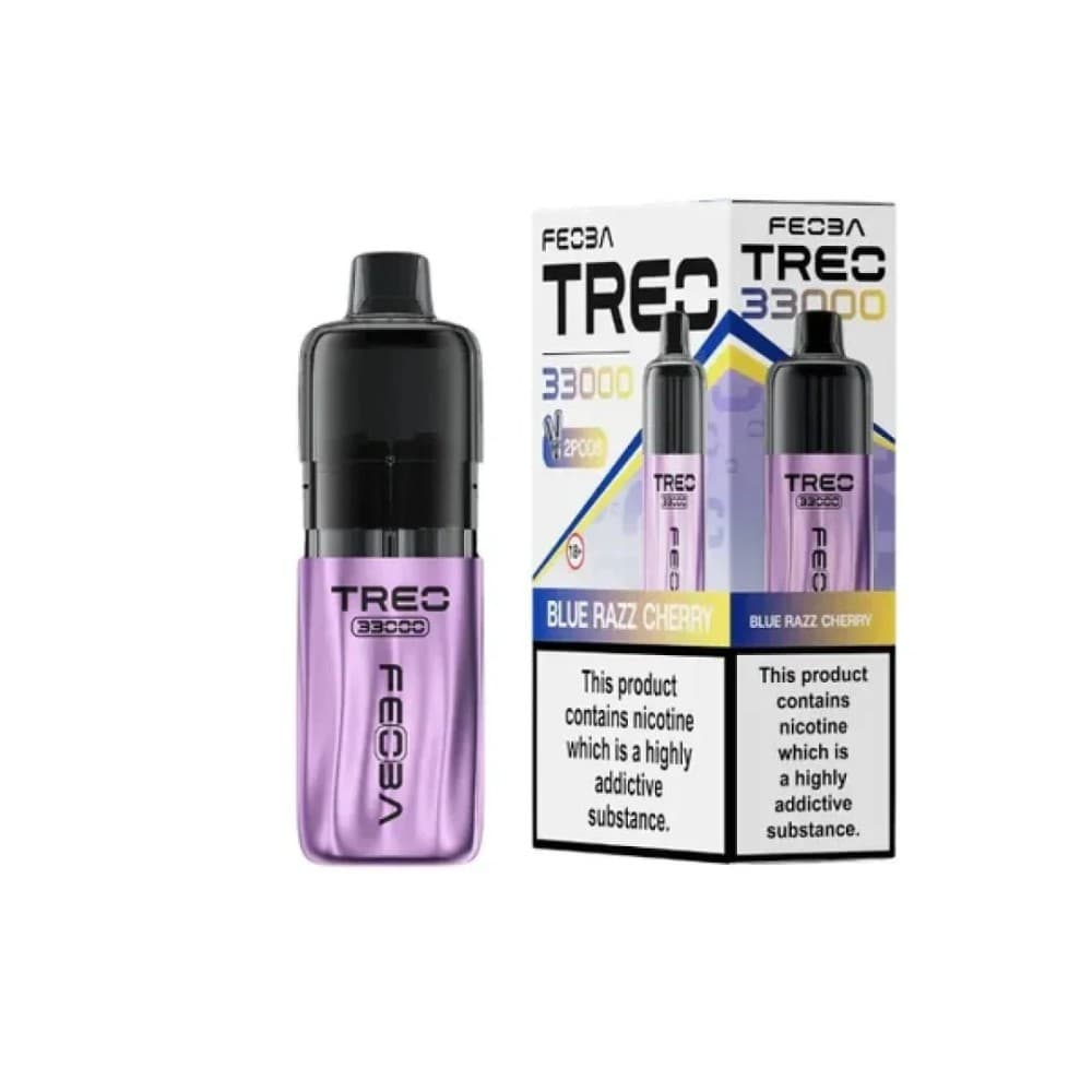 Blue Razz Cherry Feoba Treo 33k Prefilled Pod Vape Kit Box of 6