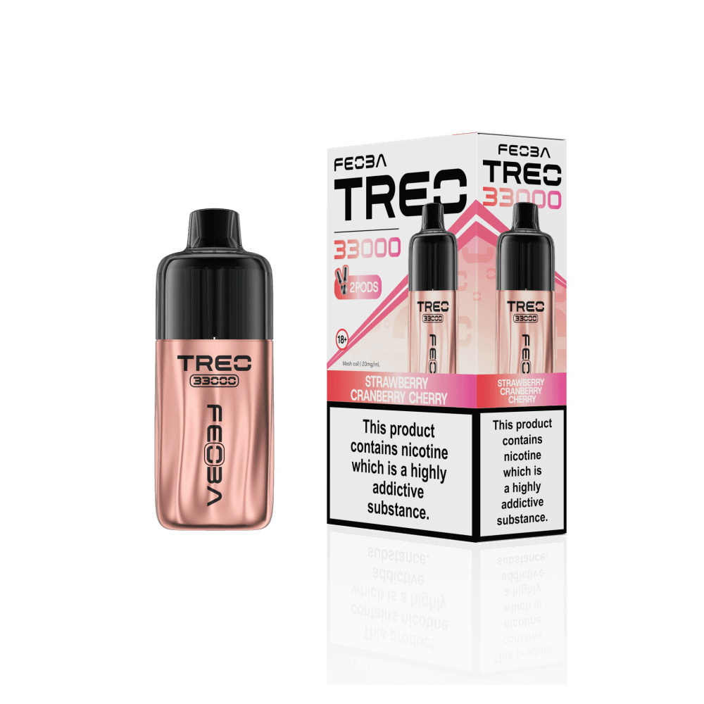 Strawberry Cranberry Cherry Feoba Treo 33k Prefilled Pod Vape Kit Box of 6