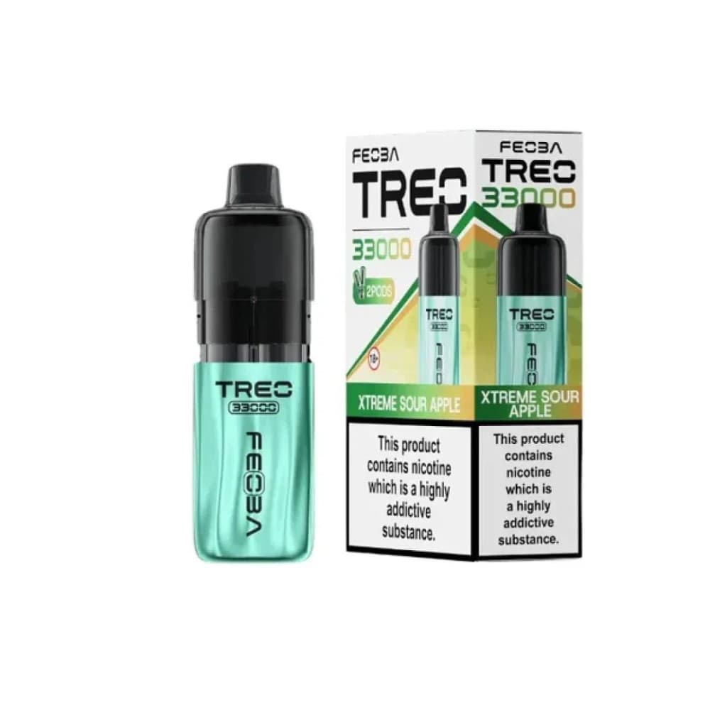 Xtreme Sour Apple Feoba Treo 33k Prefilled Pod Vape Kit Box of 6