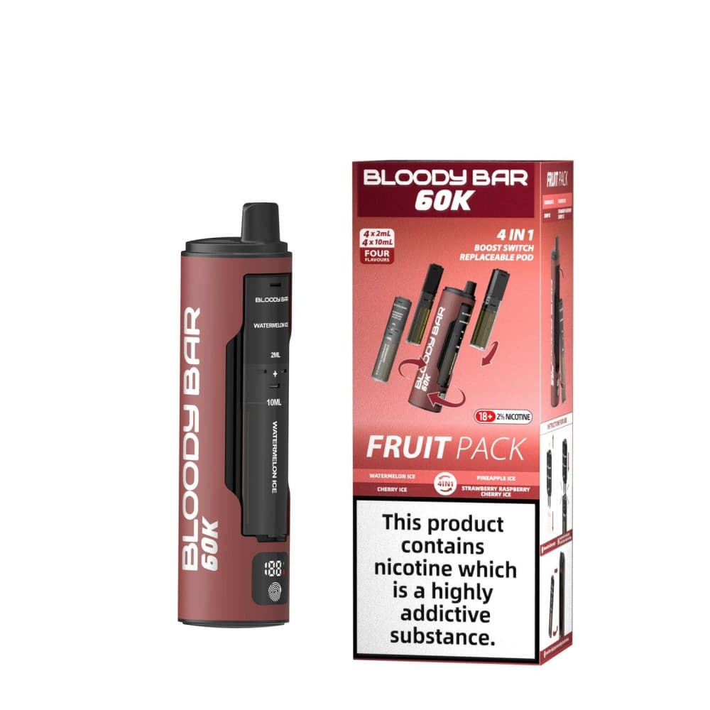 Watermelon Ice/Cherry Ice/Pineapple Ice/Strawberry Raspberry Cherry Ice Bloody Bar 60k Prefilled 4 In 1 Pod Vape Kit