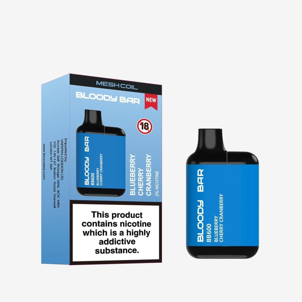 Blueberry Cherry Cranberry Bloody Bar BB600 Prefilled Pod Vape Pack of 10