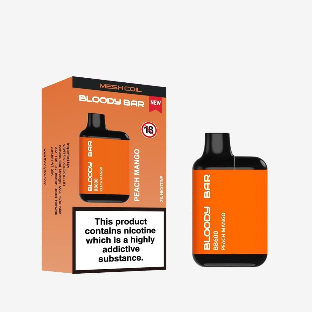 Peach Mango Bloody Bar BB600 Prefilled Pod Vape Pack of 10
