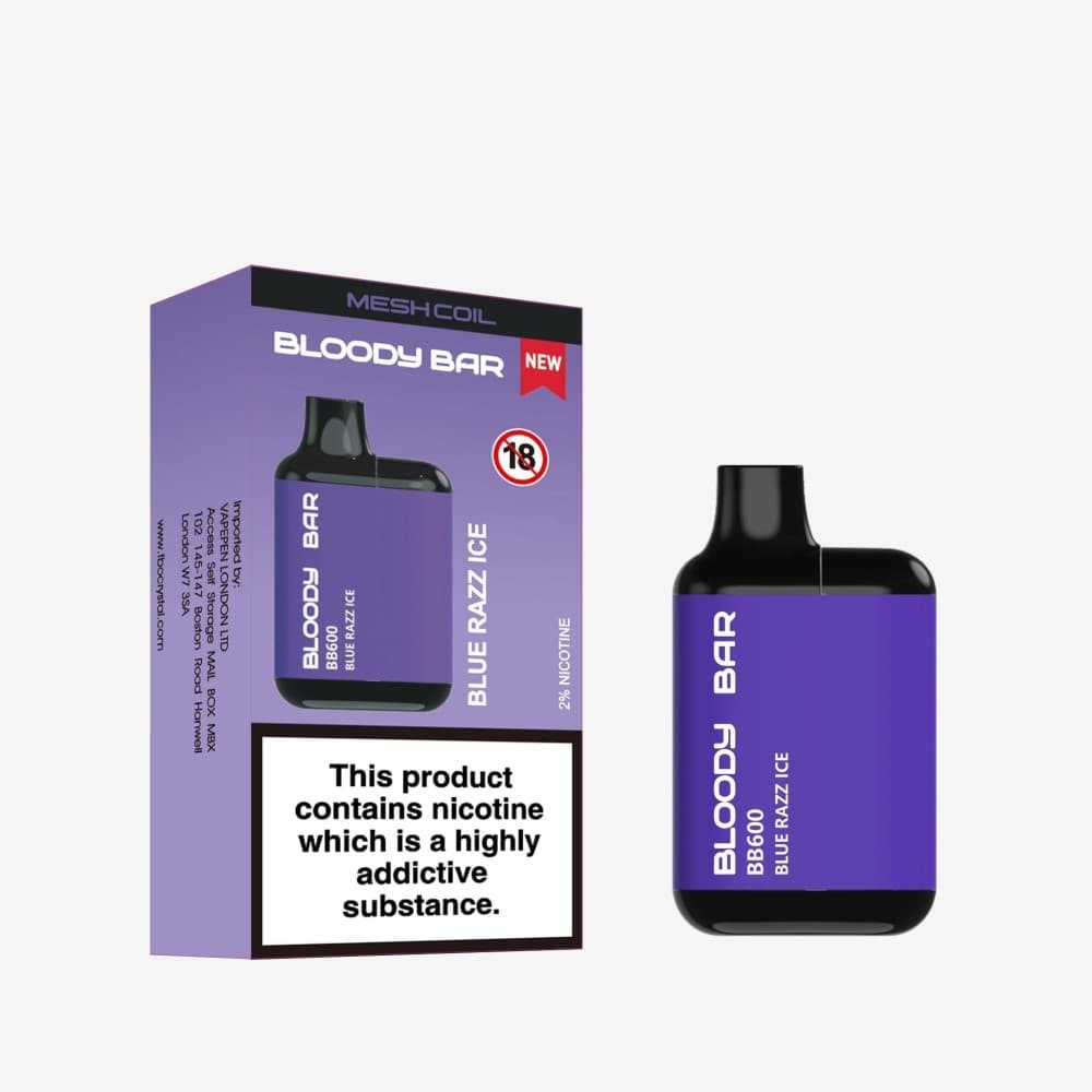 Blue Razz Ice Bloody Bar BB600 Prefilled Pod Vape Pack of 10