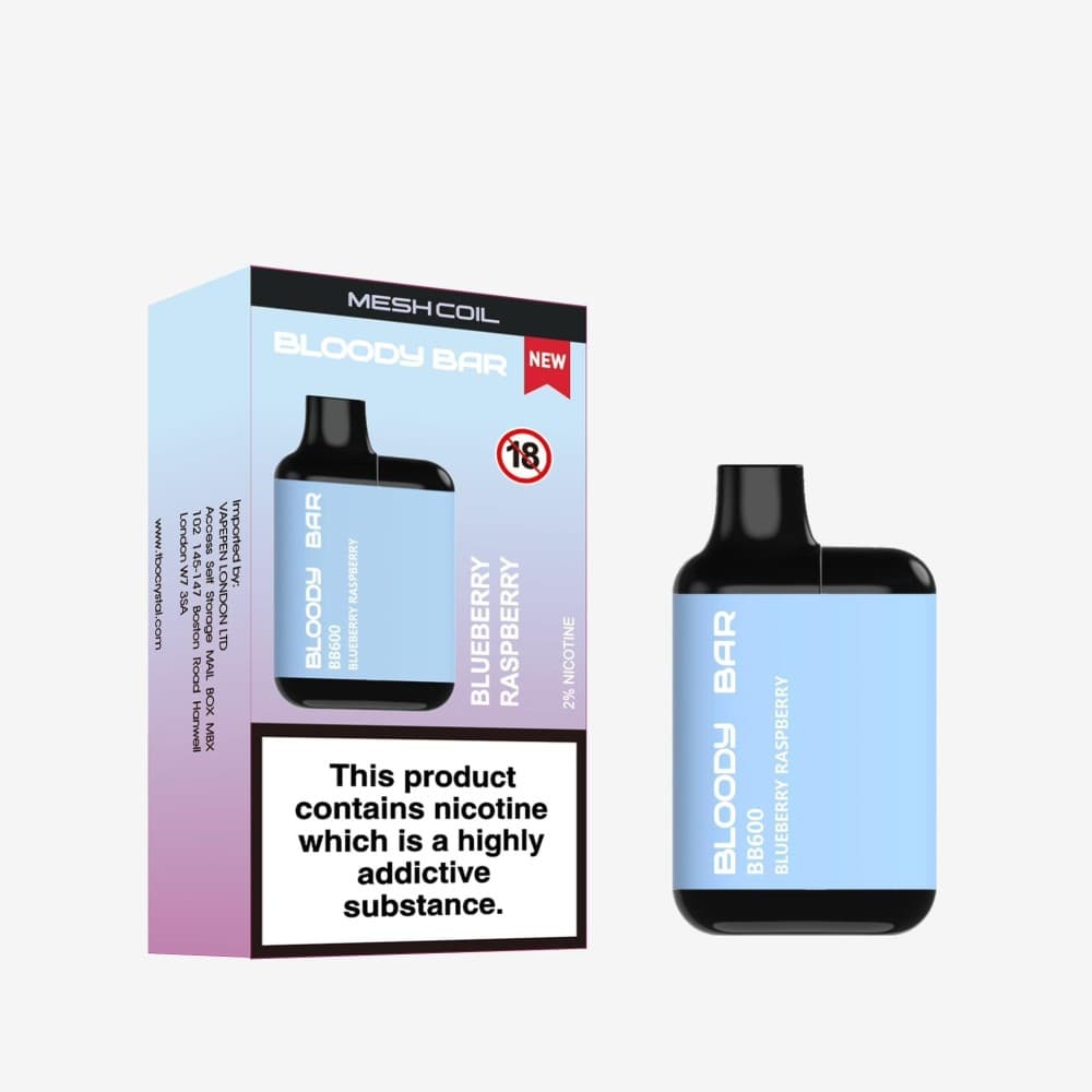 Blueberry Raspberry Bloody Bar BB600 Prefilled Pod Vape Pack of 10