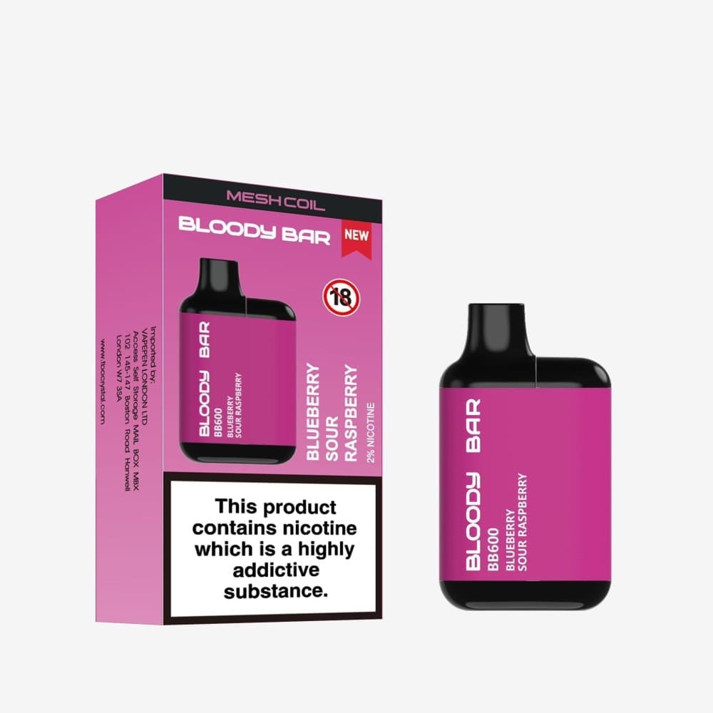 Blueberry Sour Raspberry Bloody Bar BB600 Prefilled Pod Vape Pack of 10