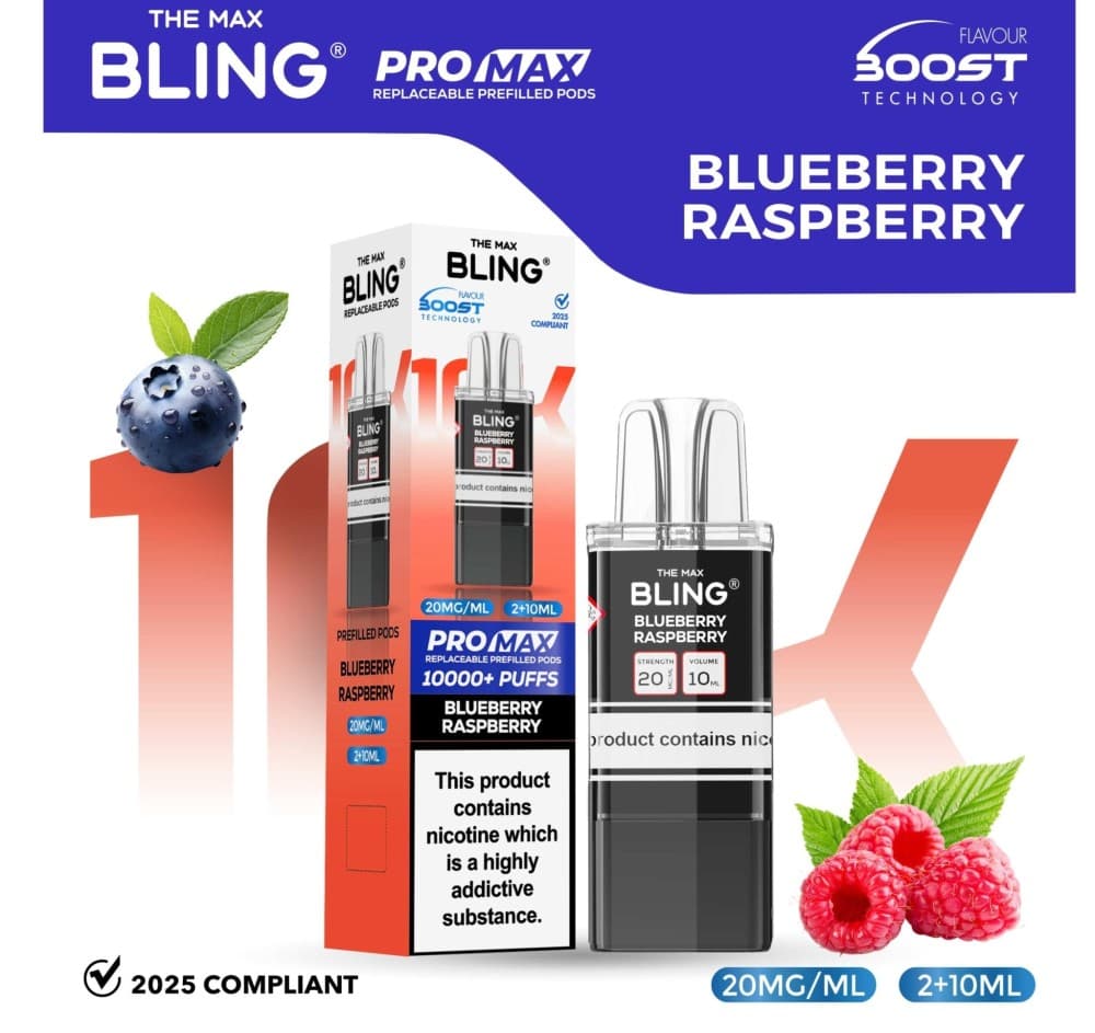 Blueberry Raspberry The Bling 10k Pro Max Replacement Pods (BOX OF 5)