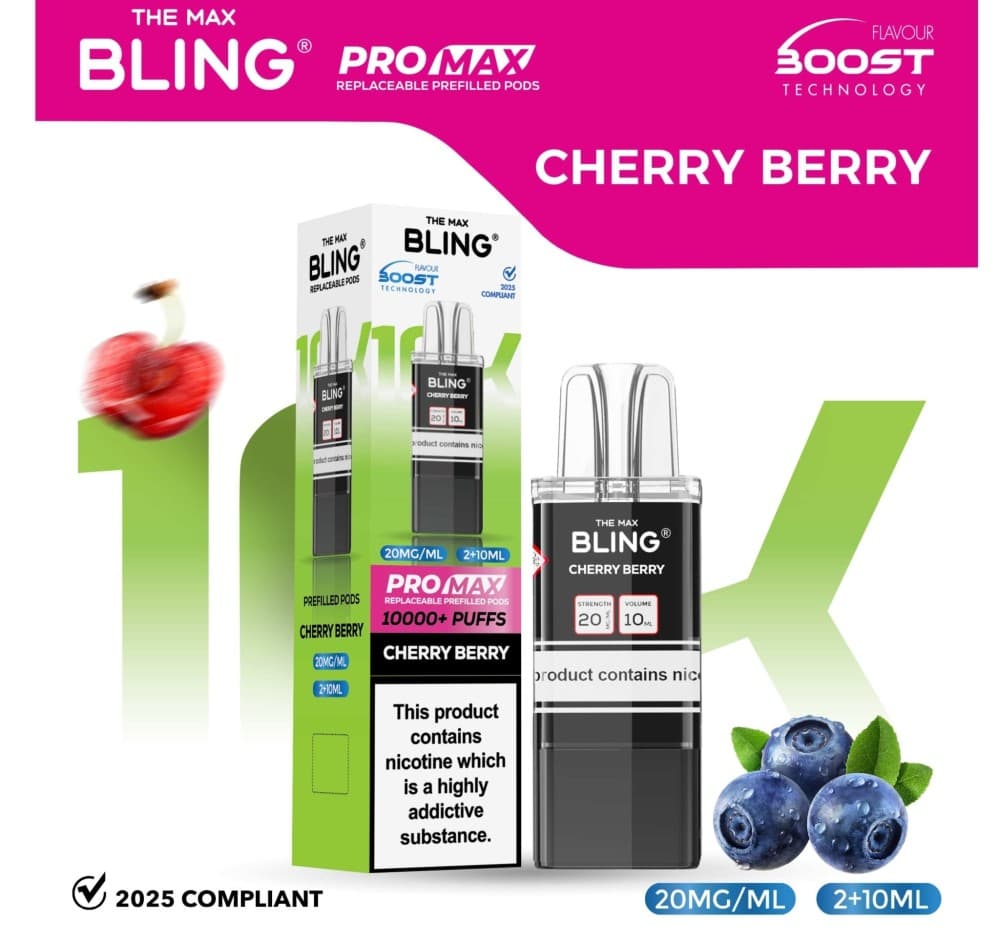 Cherry Berry The Bling 10k Pro Max Replacement Pods (BOX OF 5)