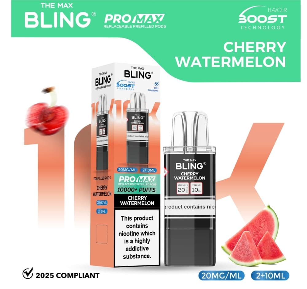 Cherry Watermelon The Bling 10k Pro Max Replacement Pods (BOX OF 5)