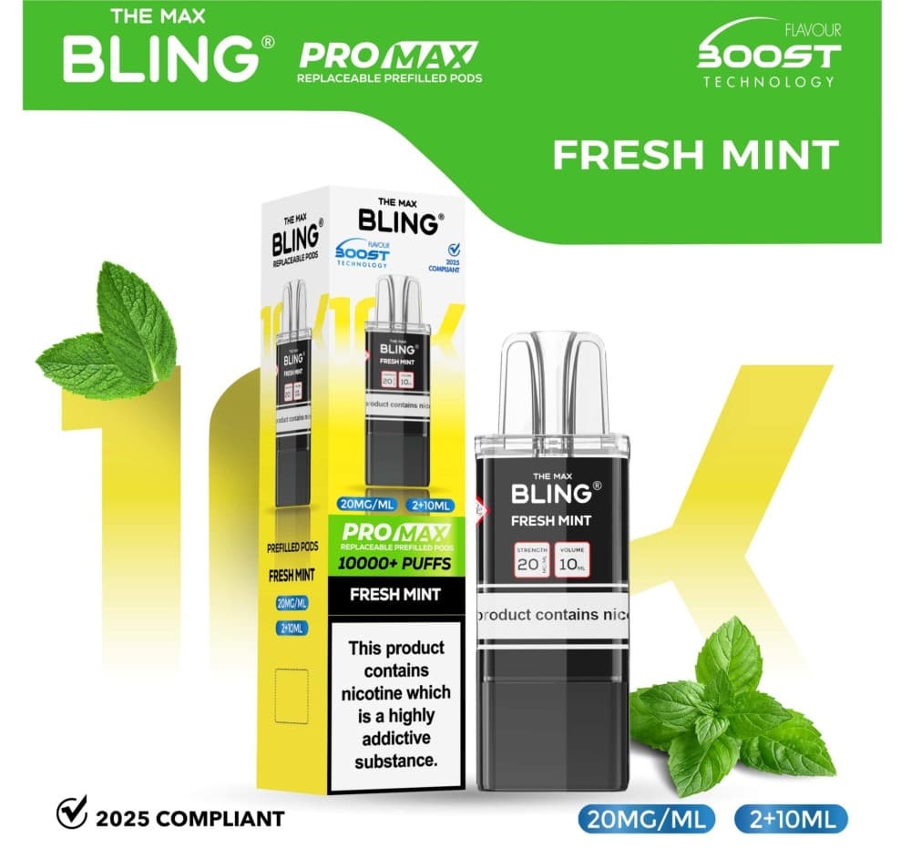 Fresh Mint The Bling 10k Pro Max Replacement Pods (BOX OF 5)