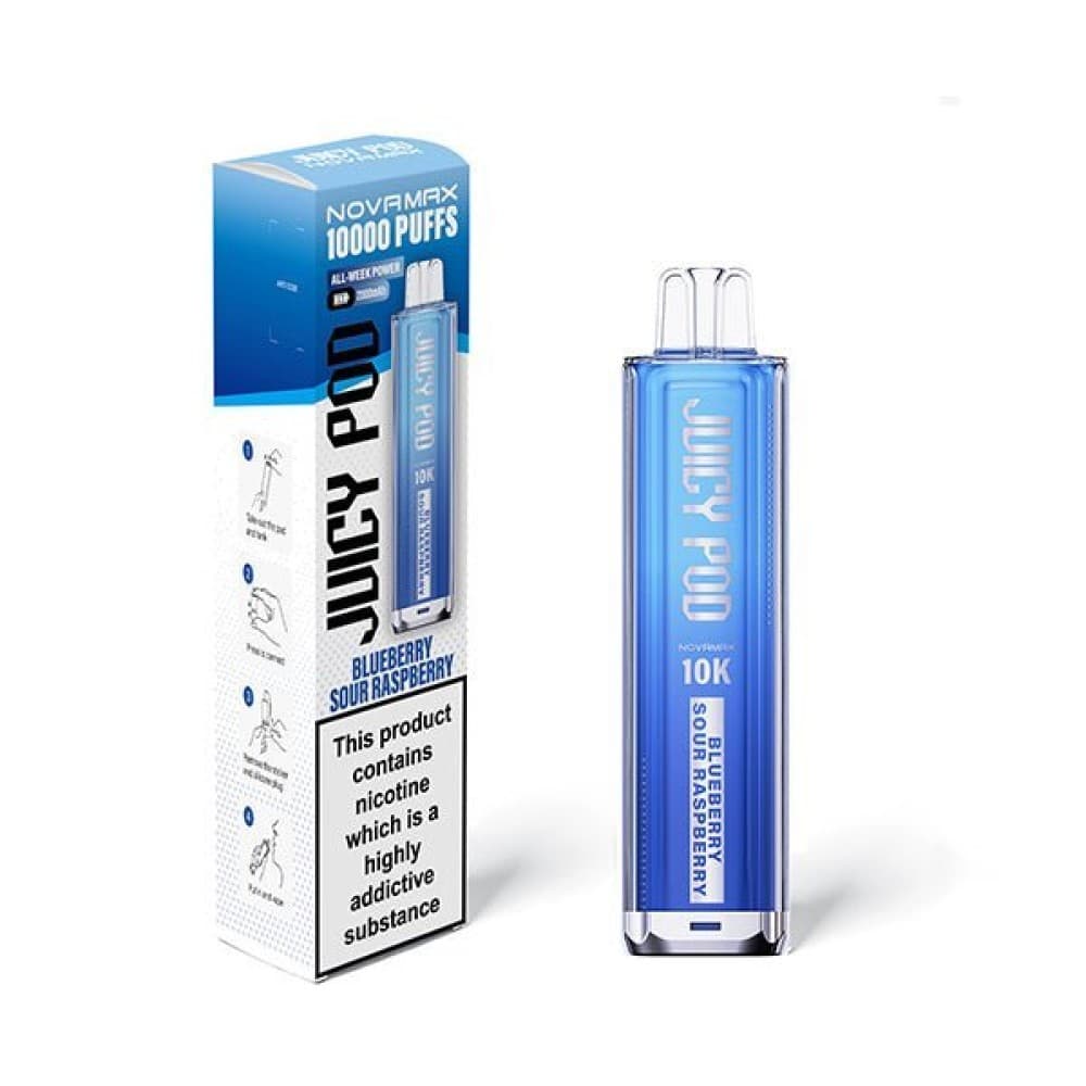 Blueberry Sour Raspberry Juicy Pod Novamax 10k Vape Kit - (BOX OF 5)