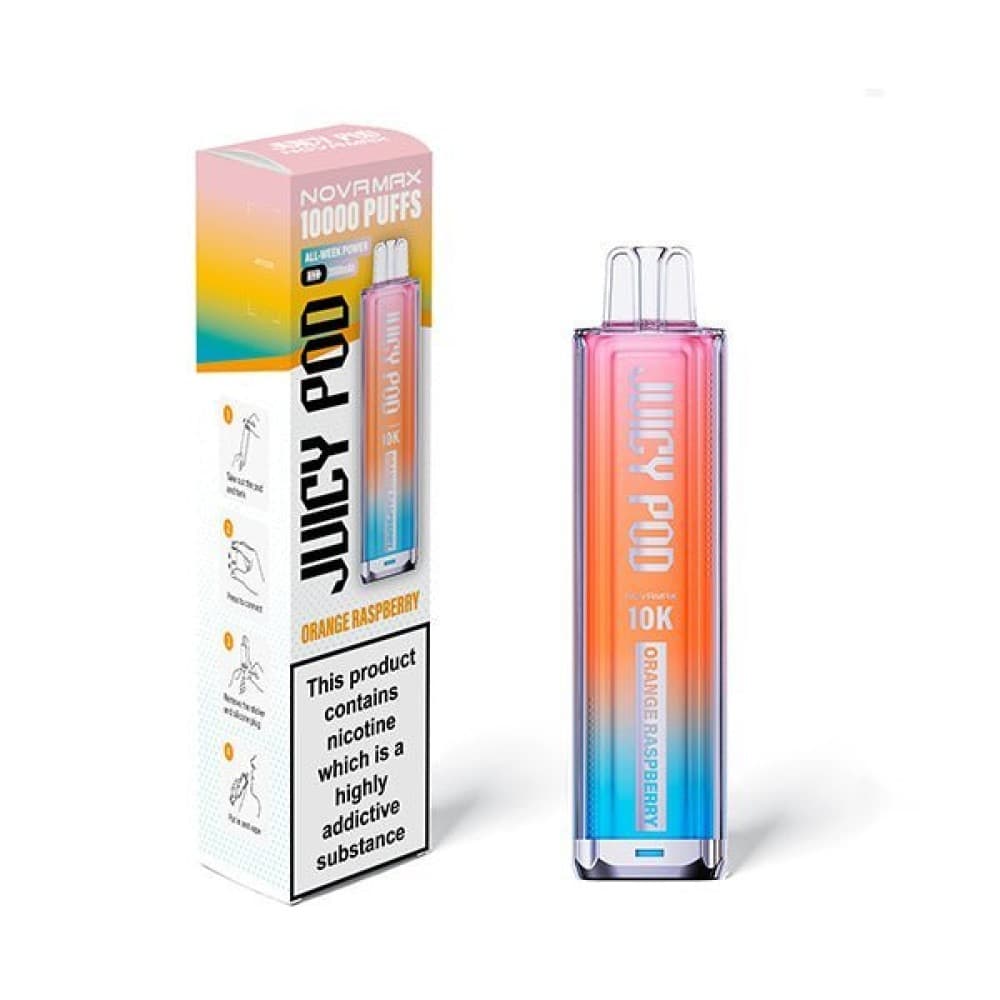 Raspberry Orange Juicy Pod Novamax 10k Vape Kit - (BOX OF 5)