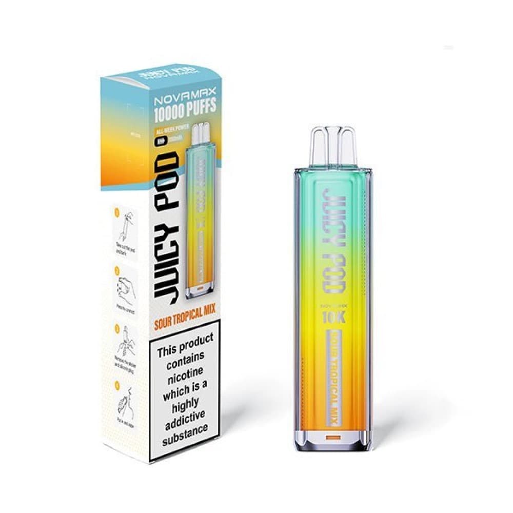Sour Tropical Mix Juicy Pod Novamax 10k Vape Kit - (BOX OF 5)