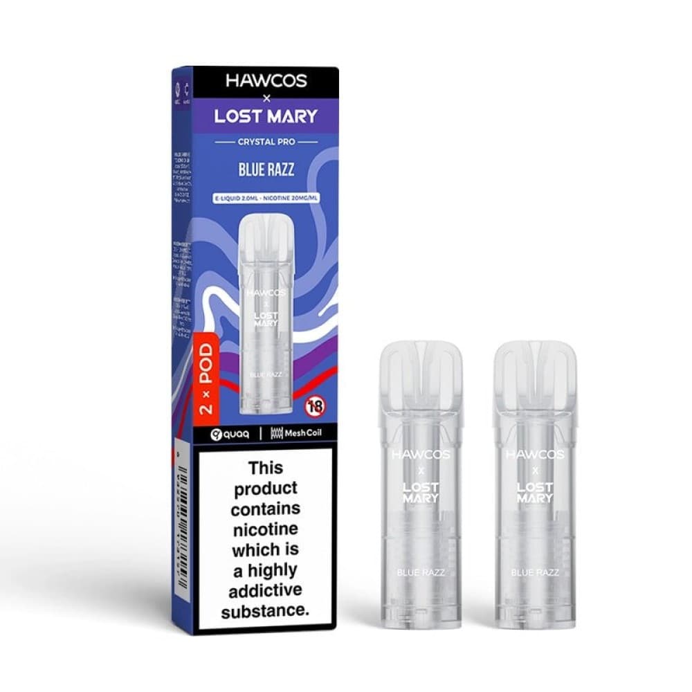 Blue Razz Hawcos x Lost Mary Crystal Pro Prefilled Pods Pack of 10