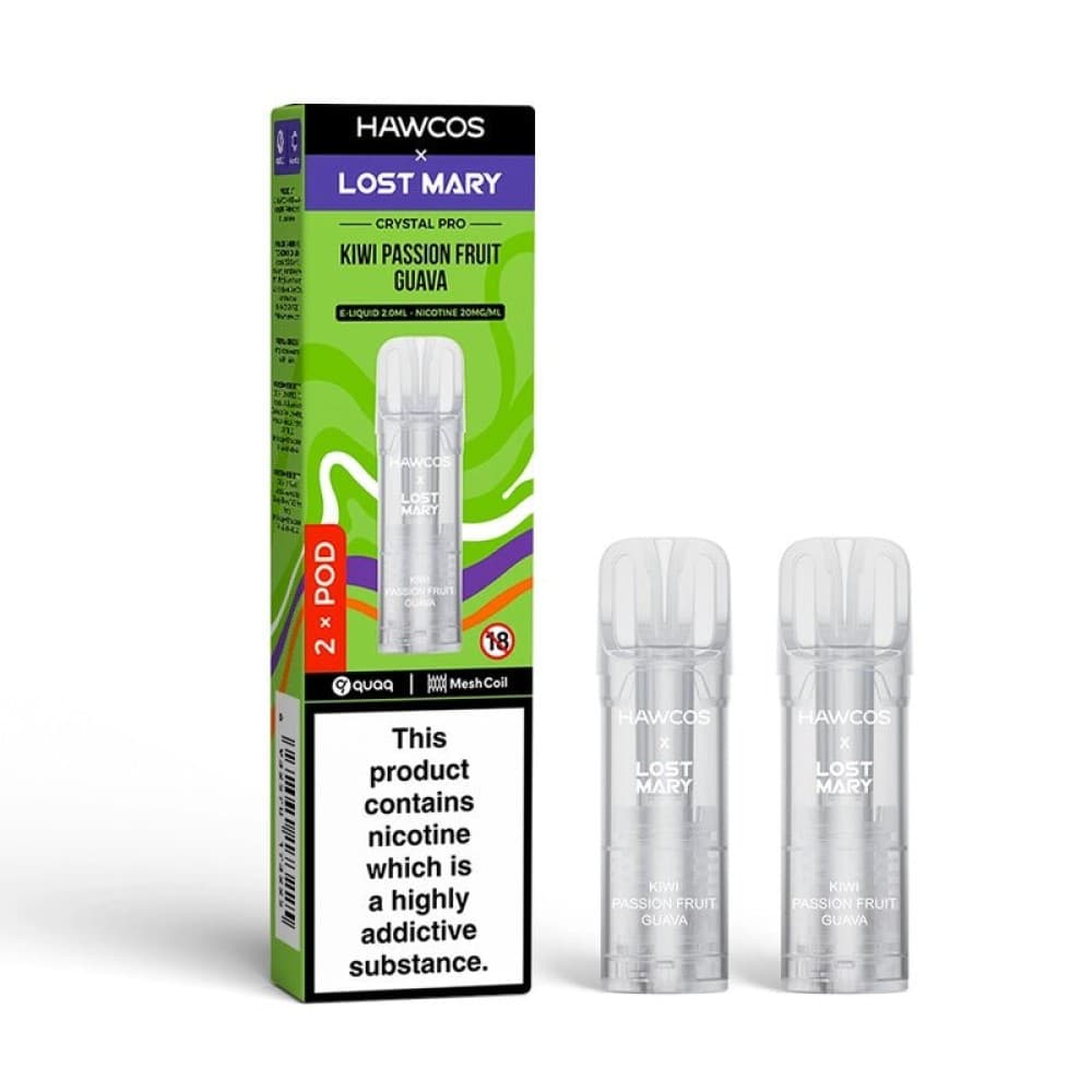 Kiwi Passionfruit Guava Hawcos x Lost Mary Crystal Pro Prefilled Pods Pack of 10