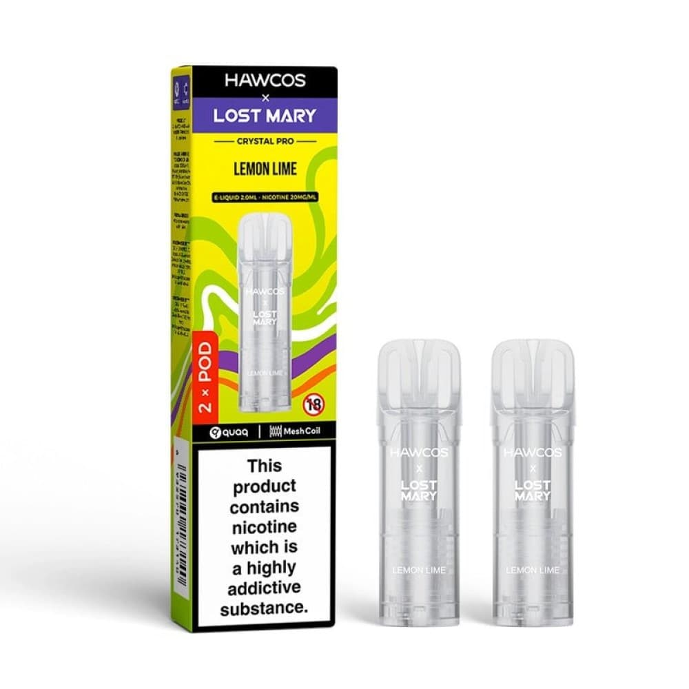 Lemon Lime Hawcos x Lost Mary Crystal Pro Prefilled Pods Pack of 10