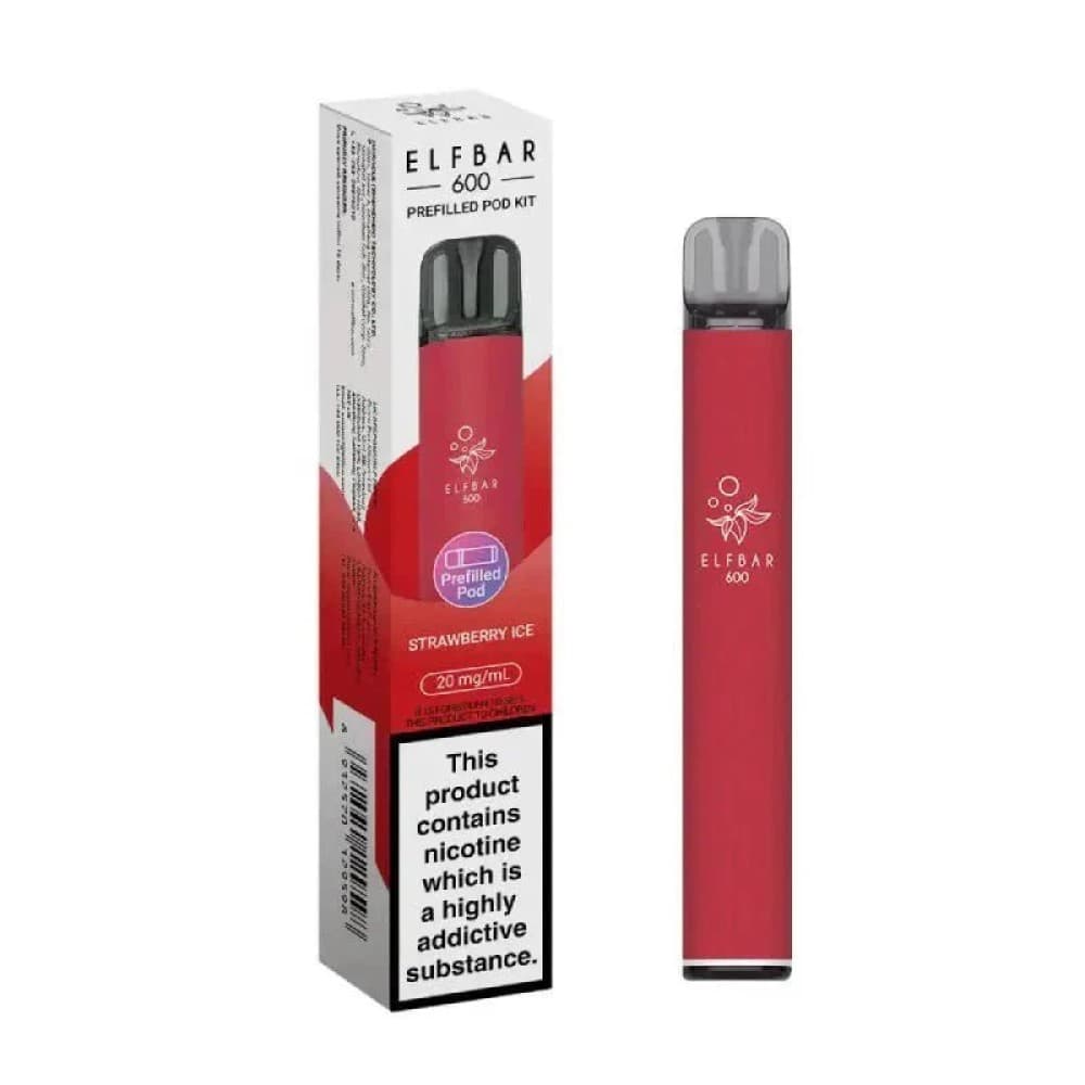 Strawberry Ice Elf Bar 600 Prefilled Pod Kit Box of 10
