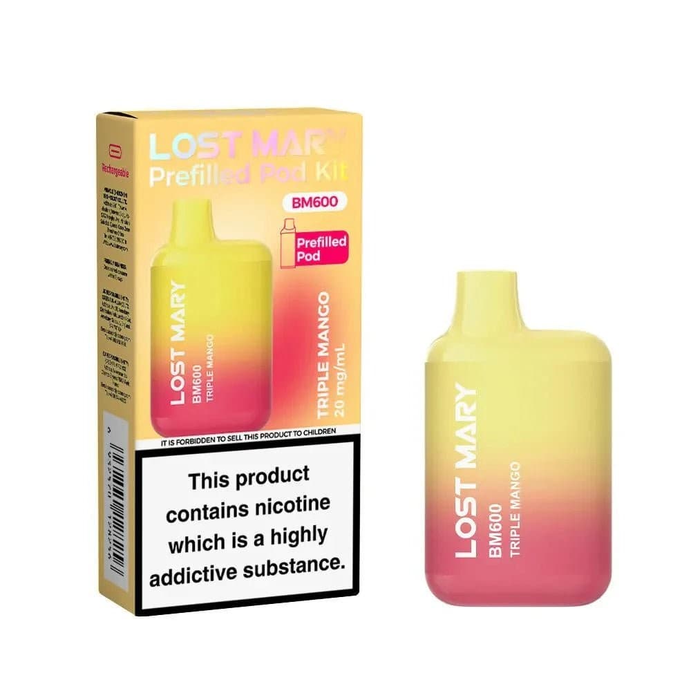 Triple Mango Lost Mary BM600 Prefilled Pod Vape Kit Box of 10