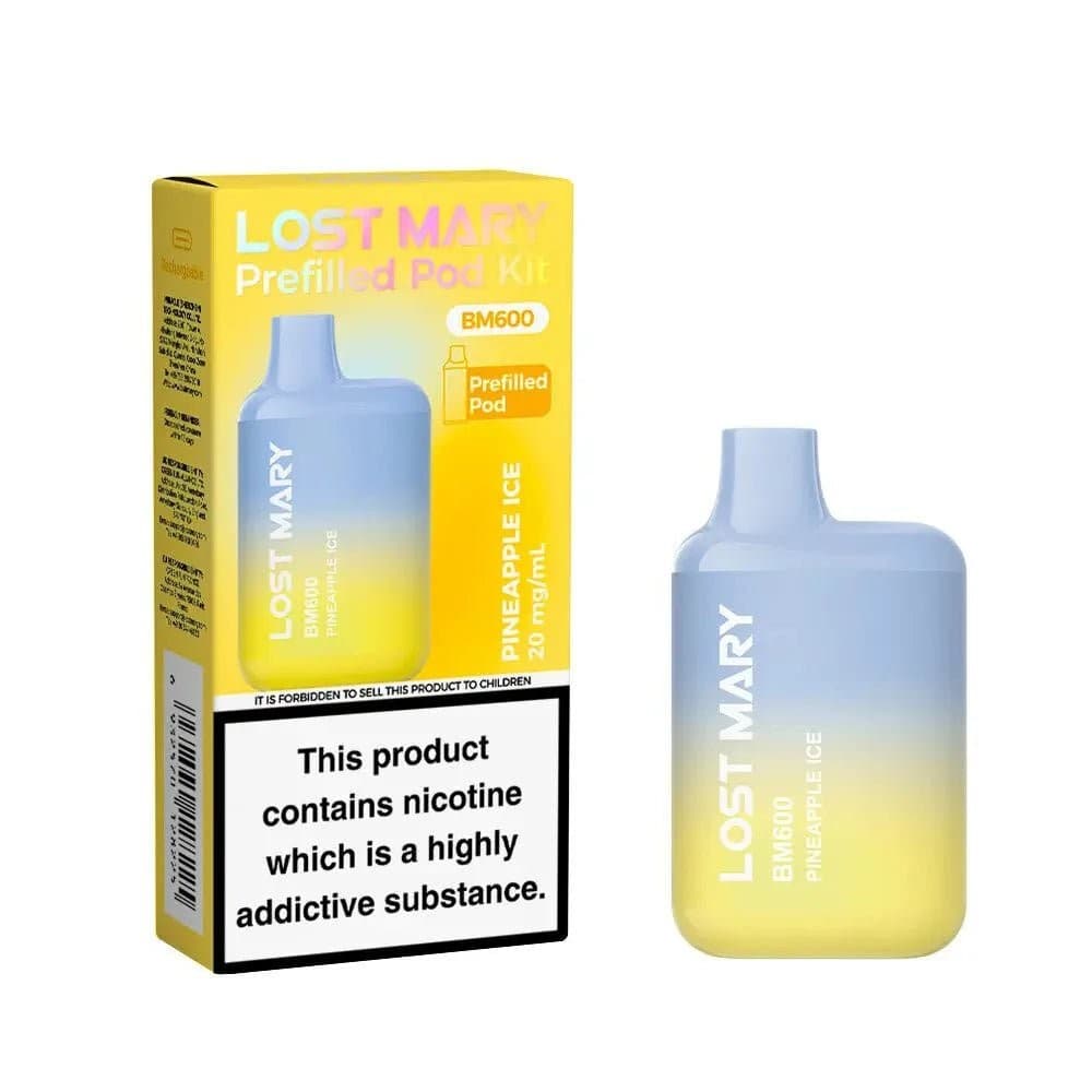 Pineapple Ice Lost Mary BM600 Prefilled Pod Vape Kit Box of 10