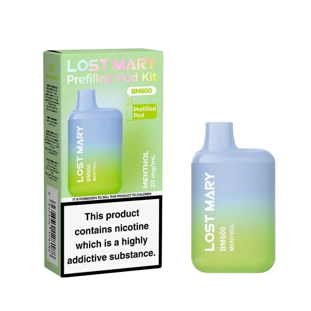 Menthol Lost Mary BM600 Prefilled Pod Vape Kit Box of 10