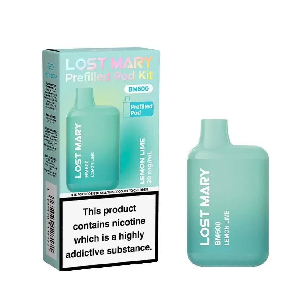 Lemon Lime Lost Mary BM600 Prefilled Pod Vape Kit Box of 10